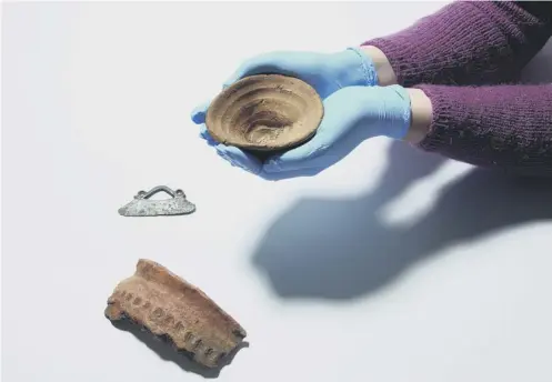  ??  ?? 0 Disposable Minoan clay cups used for drinking wine are in the British Museum’s exhibition ‘Rubbish and Us’ which opens this week