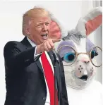  ?? Picture: AP. ?? President Trump, and the Easter Bunny, at yesterday’s White House Easter Egg Roll.