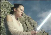  ?? LUCASFILM ?? Daisy Ridley as Rey in “Star Wars: The Last Jedi,” which is off to a death star-sized start at the box office.