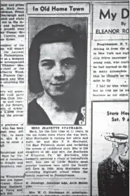  ??  ?? The Arkansas Gazette took notice July 10, 1936, when Joe and Mary Stathakis’ daughter Jeanette visited Little Rock.