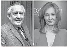  ?? / AP ?? J.R.R. Tolkien, author of “The Lord of the Rings,” series in 1967, left, and J.K. Rowling, author of the “Harry Potter” series at the “Harry Potter and the Cursed Child” Broadway opening in New York on April 22, 2018.