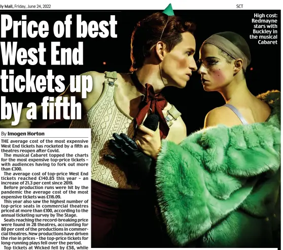  ?? ?? High cost: Redmayne stars with Buckley in the musical Cabaret