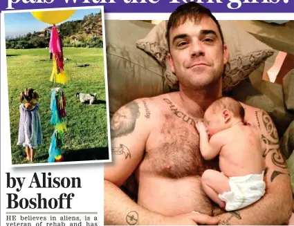  ??  ?? Bonding: Robbie Williams with Teddy as a baby. Left: A photo of the little girl posted by her mother to mark her sixth birthday