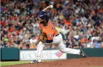  ?? Associated Press ?? Houston Astros pitcher Francis Martes throws against the Los Angeles Angels during the fifth inning of a baseball game Friday in Houston.