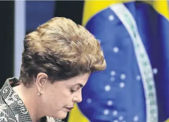  ??  ?? Dilma Rousseff, mandataria brasileña, compareció ayer durante casi una hora ante el Senado, en Brasilia, para defenderse en el proceso en su contra.