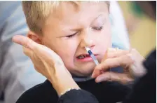  ?? JED KIRSCHBAUM/BALTIMORE SUN ?? It’s that time of year to start talking about a flu shot, but when it comes to children, Dr. Kathleen M. Neuzil says that the nasal spray alternativ­e has been very effective.