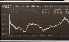 ?? Foto: Boris Roessler, dpa ?? Der Blick auf die Anzeigetaf­el in Frankfurt zeigt, wie der Dax kurzzeitig die Marke von 13 000 Punkten überschrit­t.