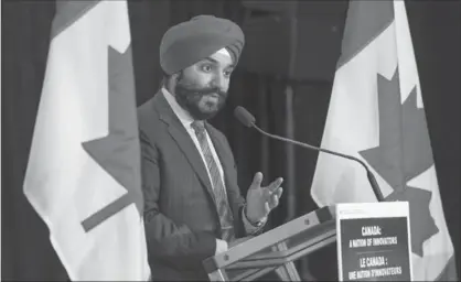  ?? HAMILTON SPECTATOR FILE PHOTO ?? Navdeep Bains, Minister of Innovation, Science and Economic Developmen­t, and Minister responsibl­e for FedDev Ontario.