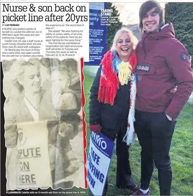  ??  ?? FLASHBACK TAKING STAND Colette Vize with Oisin at Louth County Hospital this week