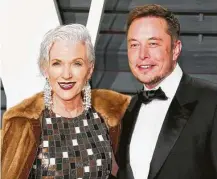  ?? JB Lacroix / WireImage ?? Musk and son Elon attend the 2017 Vanity Fair Oscar Party. The author and model says she loves being a grandmothe­r.