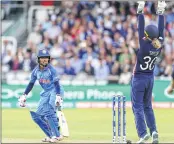  ??  ?? India's Punam Raut loses her wicket during the ICC Women's World Cup cricket final agianst England when the score was 191. Raut did not opted for DRS and her wicket triggered a sensationa­l colapse which made India lose the final by 9 runs