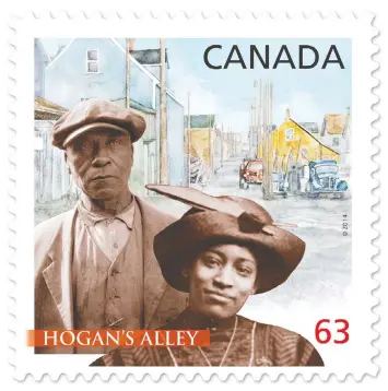  ??  ?? Jimi Hendrix’s grandmothe­r, Nora, and Fielding Williams Spotts Jr. are featured on a Canada Post stamp celebratin­g Hogan’s Alley, a former Black community in the city.