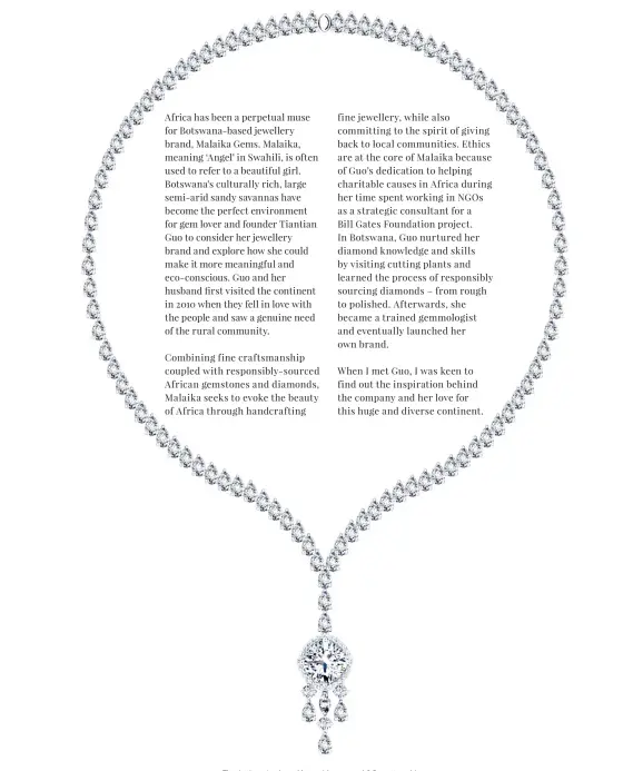  ??  ?? The Antique Lock necklace with a central 6.8 carat cushion cut diamond set in platinum, total weight 32 carats