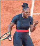  ??  ?? Serena Williams reacts during her match against Julia Goerges on Day 7 of the French Open in Paris. SUSAN MULLANE/USA TODAY