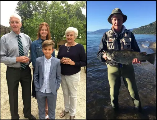  ??  ?? Ian Foggo with wife Diane, granddaugh­ter Scarlett and grandson Riley; fishing last year.
