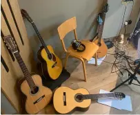 ?? ?? Above right: the studio setup featuring mandolin and bouzouki