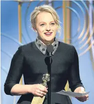  ?? Pictures: AP. ?? Frances McDormand, left, and Elisabeth Moss accepting their awards.