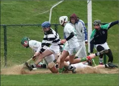  ??  ?? The dust rises in the St. Peter’s goalmouth during the second-half.