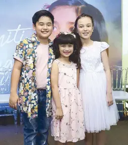  ??  ?? Sophia’s kiddie costars are Miguel Vergara, Heart Ramos and Krystal Mejes