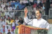  ?? RAJ K RAJ/HT PHOTO ?? Congress chief Rahul Gandhi addresses his party’s Other Backward Classes cell, in New Delhi on Monday.