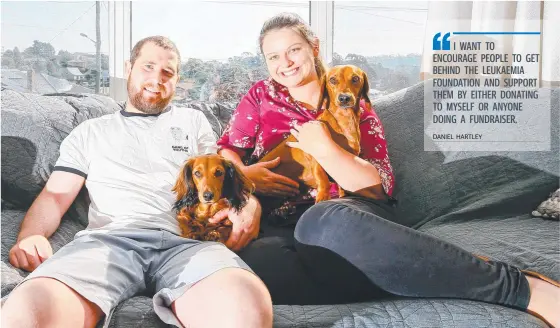  ?? Picture: PATRICK GEE ?? Leukaemia survivor Daniel Hartley is enjoying time with his partner Natalie Goss, their two dogs, family and friends.