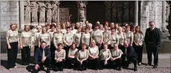  ??  ?? The Cór Mhagh Ealla ensemble pictured outside St Fin Barre’s Cathedral following their recent performanc­e at the venue as part of the 2018 Cork Internatio­nal Choral Festival.