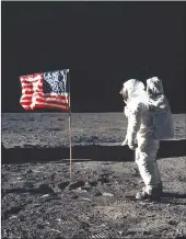 ?? NASA/TNS ?? Astronaut Buzz Aldrin stands on the lunar surface during the Apollo 11 mission on July 20, 1969.