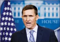  ?? AP FILE PHOTO ?? In this February file photo, then-U.S. national security adviser Michael Flynn speaks during the daily news briefing at the White House. The White House is refusing to provide lawmakers with informatio­n and documents related to Flynn’s security clearance and payments from organizati­ons tied to the Russian and Turkish government­s.