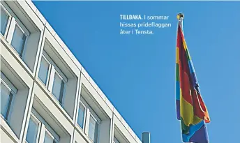  ??  ?? TILLBAKA. I sommar hissas prideflagg­an åter i Tensta.