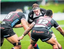  ?? ?? Brodie Retallick carts the ball up during Saturday’s Shield challenge.