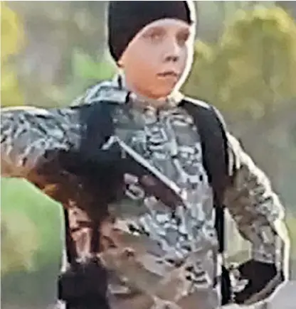  ??  ?? Joe ‘Jojo’ Dixon, the 12-year-old son of jihadi widow Sally Jones, above left; in an Isil propaganda video, above; and pictured in the Syrian city of Raqqa in 2016, far left