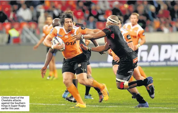  ??  ?? Clinton Swart of the Cheetahs attacks against the Southern Kings in Super Rugby earlier this year.