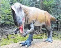  ??  ?? Ein beeindruck­endes Tier: Der Torvosauru­s zählt zu den rund 100 urzeitlich­en Figuren im neuen Dinosaurie­rpark.