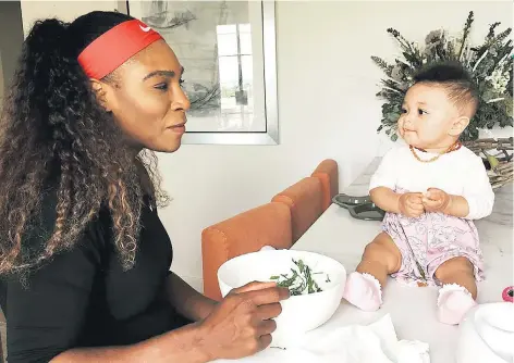  ??  ?? Serena Williams, with her daughter Alexis above, and Beyonce, below right, have talked openly about the realities of juggling parenthood and working commitment­s