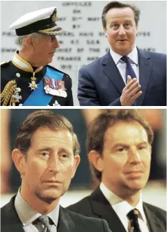  ??  ?? Marking 100 years since the start of World War I, with David Cameron, August 2014 Handing over Hong Kong to China, alongside thenprime Minister Tony Blair, July 1997