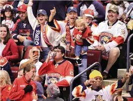  ?? DAVID SANTIAGO dsantiago@miamiheral­d.com ?? Panthers fans show their support during the home opener. The Panthers can tie the record by starting 11-0 at home with a win Wednesday against the Flyers. Interim coach Andrew Brunette says, ‘We just don’t want to be good at home. We want to be great.’