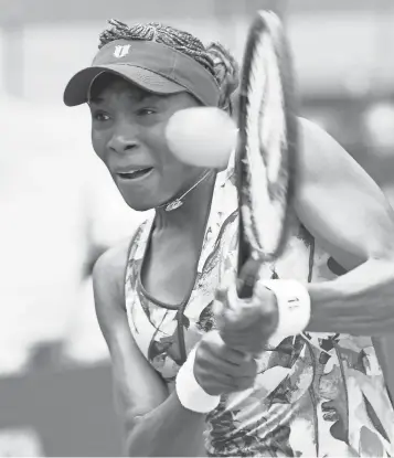  ?? ROBERT DEUTSCH, USA TODAY SPORTS ?? Venus Williams hits a shot during her first- round victory against Kateryna Kozlova.