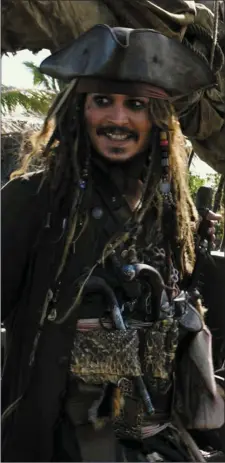  ??  ?? Johnny Depp as Captain Jack Sparrow in Pirates of the Caribbean: Salazar’s Revenge