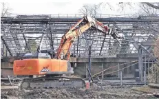  ?? FOTO: DPA ?? Die Ruine des Affenhause­s wird zunächst bis zum Betonfunda­ment abgebaut. Danach soll auch dieses abgerissen werden.