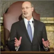  ?? ASSOCIATED PRESS PHOTO ?? Gov. Tom Wolf gives his 2016-17state budget address to the legislatur­e in Harrisburg on Tuesday.