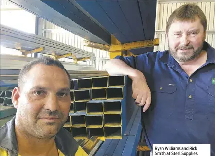  ?? PHOTO: DUBBO PHOTO NEWS ?? Ryan Williams and Rick Smith at Steel Supplies.