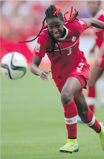  ?? THE CANADIAN PRESS FILES ?? Kadeisha Buchanan is one of two players from the Canadian women’s national team who will be in the spotlight in the all-French final of the UEFA Women’s Champions League on Thursday.