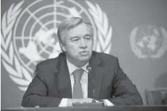  ??  ?? Le secrétaire général de L’ONU, Antonio Guterres,