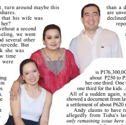  ??  ?? Patricia ‘Tisha’ Bautista and mother Baby Cruz with Andy Bautista in 2014.