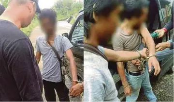  ??  ?? SUSPEK disyaki tokan dan penagih dadah ditahan susulan maklumat yang diperoleh melalui aplikasi VSP PDRM, di Tawau.