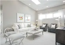  ??  ?? The angled ceiling and two large skylights make this bonus room one that visitors will remember.