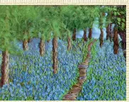 ?? — Maggie Simons ?? ASHDOWN WOODS “I enjoyed sewing this piece but trying to interpret the beauty of a bluebell wood with embroidery was quite a challenge.”