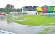  ?? HT PHOTO ?? Waterlogge­d Green Park on the eve of Duleep Trophy tie.