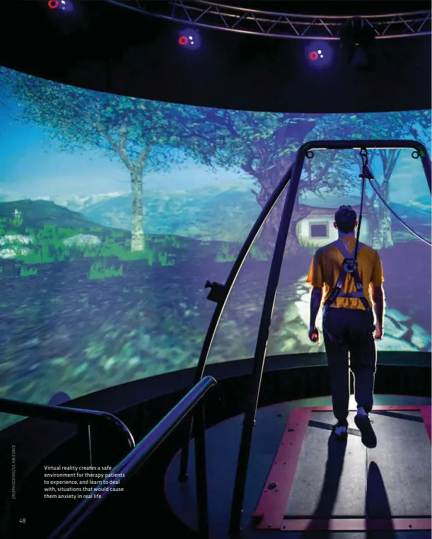  ??  ?? Virtual reality creates a safe environmen­t for therapy patients to experience, and learn to deal with, situations that would cause them anxiety in real life