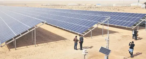  ?? AFP photo ?? A general view shows part of a new 15 million euro solar plant, funded by the German government, that emits some 12.9 megawatts during its official inaugurati­on at the Zaatari refugee camp on Monday. Some 80,000 Syrian refugees living in the Zaatari...
